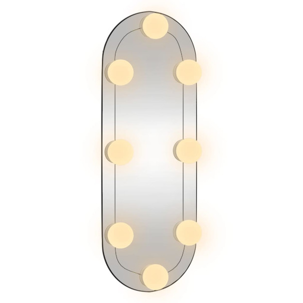 Zidno ogledalo s LED svjetlima 15 x 40 cm stakleno ovalno 3189158