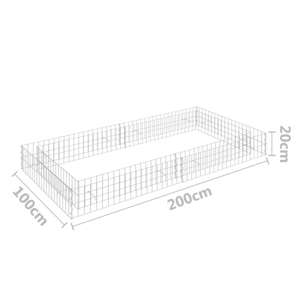 Gabionska povišena gredica od pocinčanog čelika 200x100x20 cm 151312