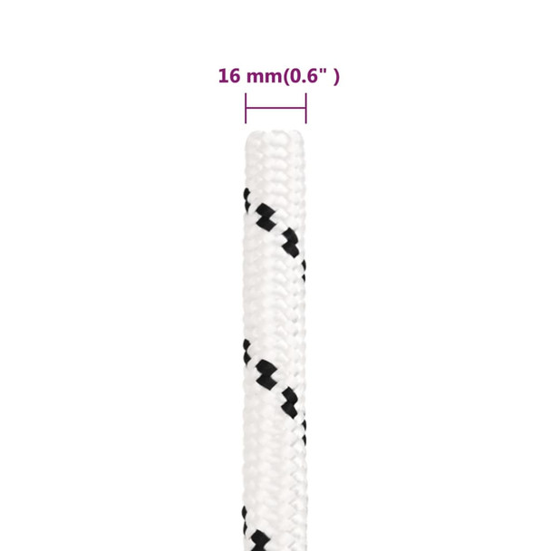 Pleteni brodski konop bijeli 16 mm x 25 m poliesterski 152783