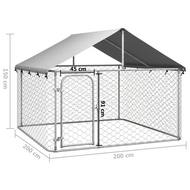 Vanjski kavez za pse s krovom 200 x 200 x 150 cm 171498