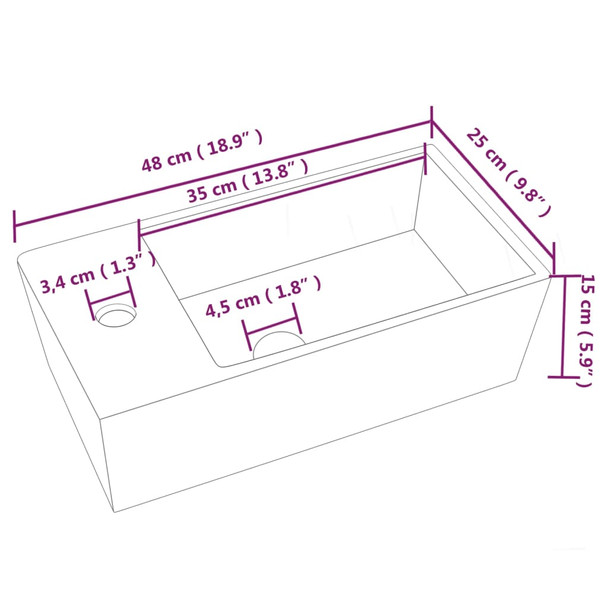 Umivaonik bijeli 48 x 25 x 15 cm keramički 242570