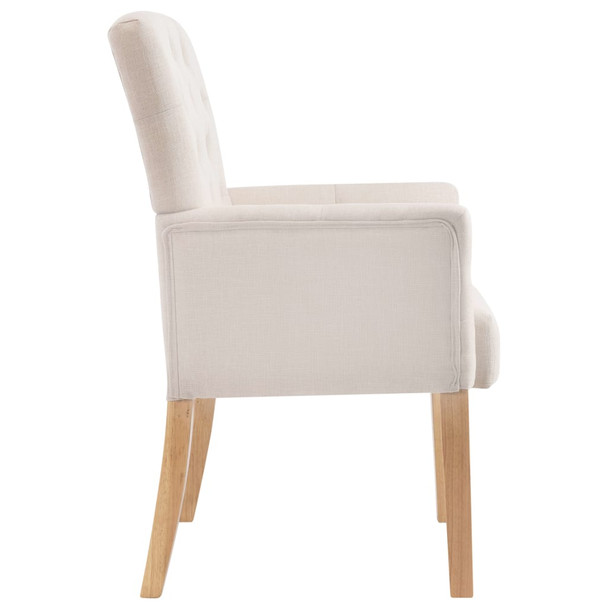 Blagovaonska stolica od tkanine s naslonima za ruke bež 287941
