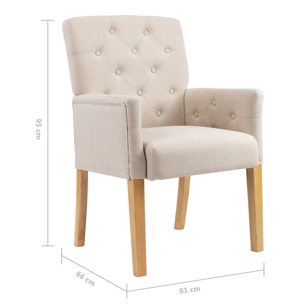 Blagovaonska stolica od tkanine s naslonima za ruke bež 287941
