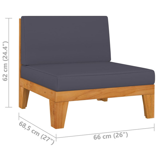 Modularna srednja sofa s tamnosivim jastucima bagremovo drvo 312151