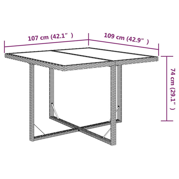 Vrtni stol bež 109 x 107 x 74 cm od poliratana i stakla 316789