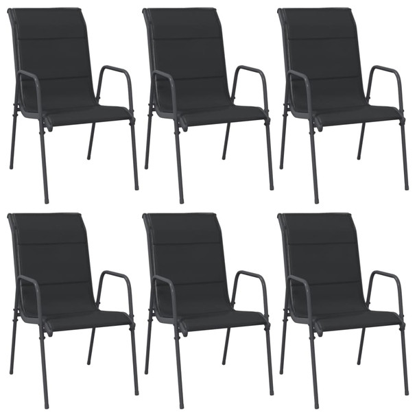 Vrtne stolice 6 kom od čelika i tekstilena crne 316822