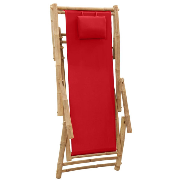 Ležaljka od bambusa i platna crvena 318597