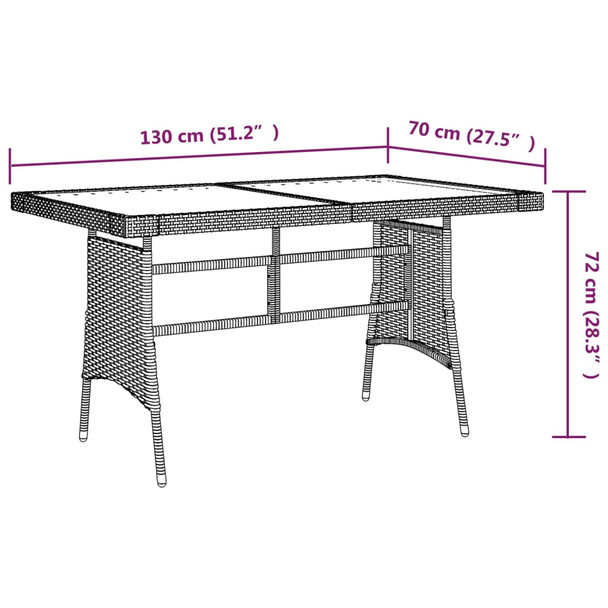 Vrtni stol crni 130x70x72 cm poliratan i masivno bagremovo drvo 318693