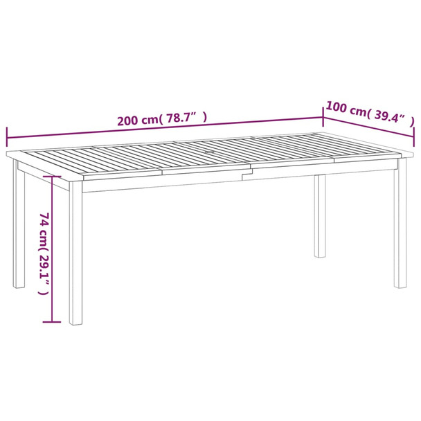 Vrtni stol 200 x 100 x 74 cm od masivnog bagremovog drva 318744