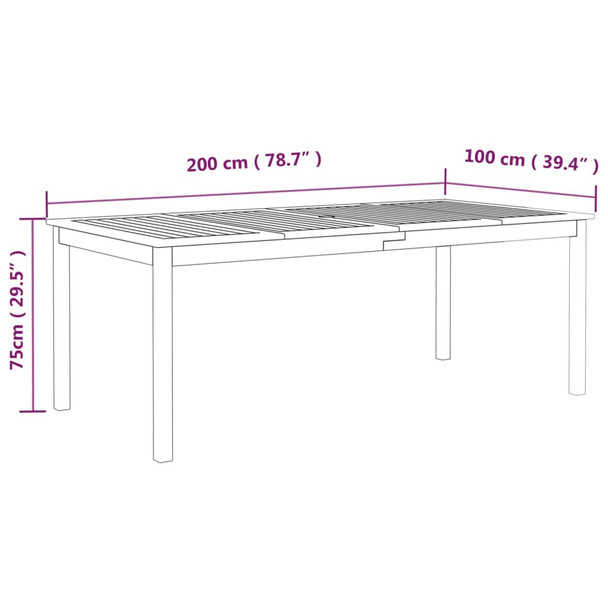 Vrtni stol sivi 200 x 100 x 75 cm od masivnog bagremovog drva 318745