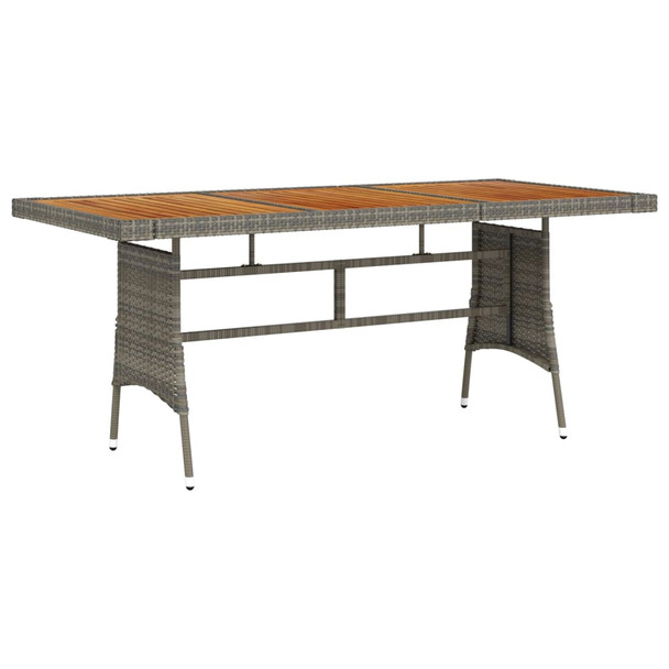Vrtni stol sivi 160x70x72 cm poliratan i masivno bagremovo drvo 318697