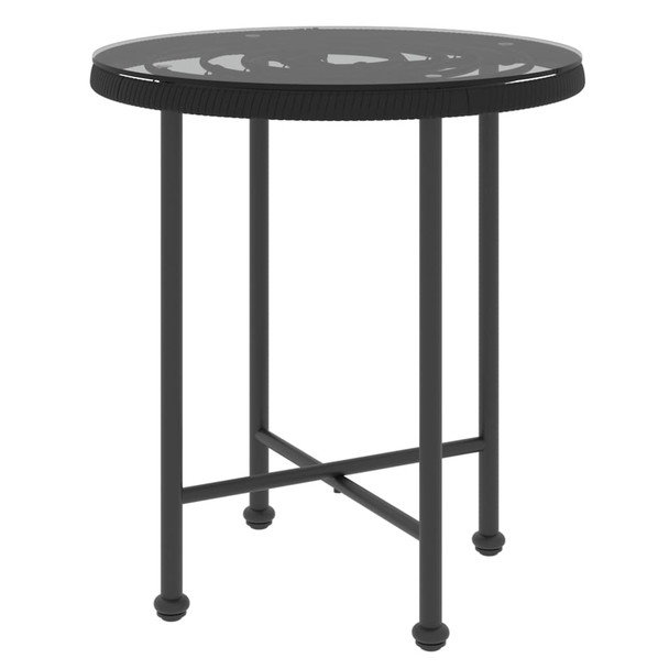 Blagovaonski stol crni Ø 50 cm od kaljenog stakla i čelika 319433