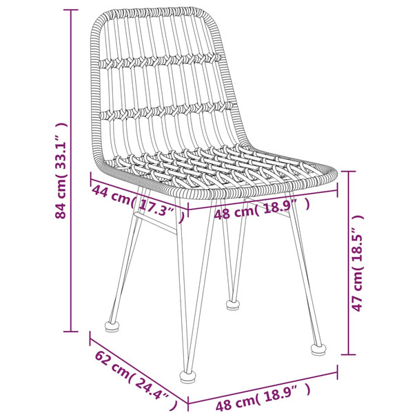 Vrtne stolice 2 kom 48 x 62 x 84 cm od PE ratana 319428