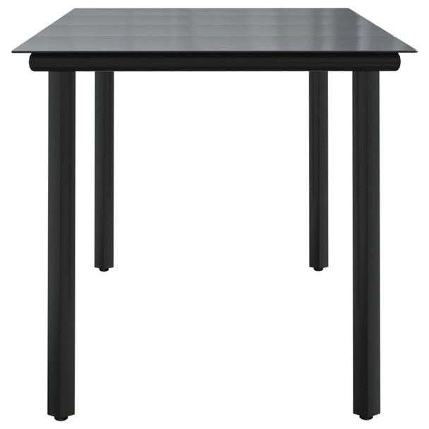 Vrtni blagovaonski stol crni 160x80x74 cm od čelika i stakla 319283