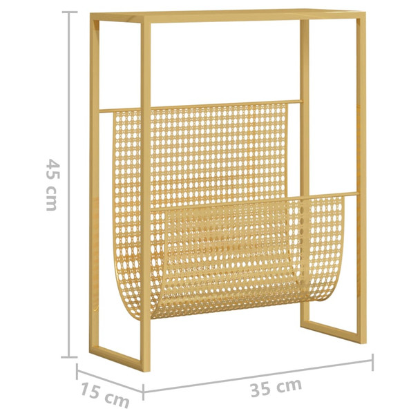 Stalak za časopise zlatni 35 x 15 x 45 cm čelični 331669