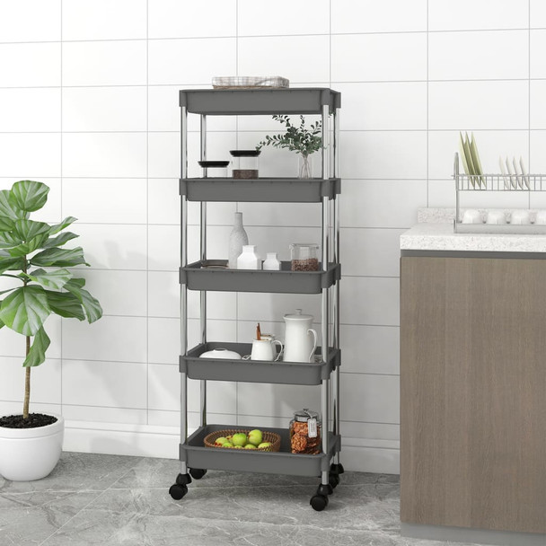 Kuhinjska kolica s 5 razine crna 42x29x128 cm željezo i ABS 336333