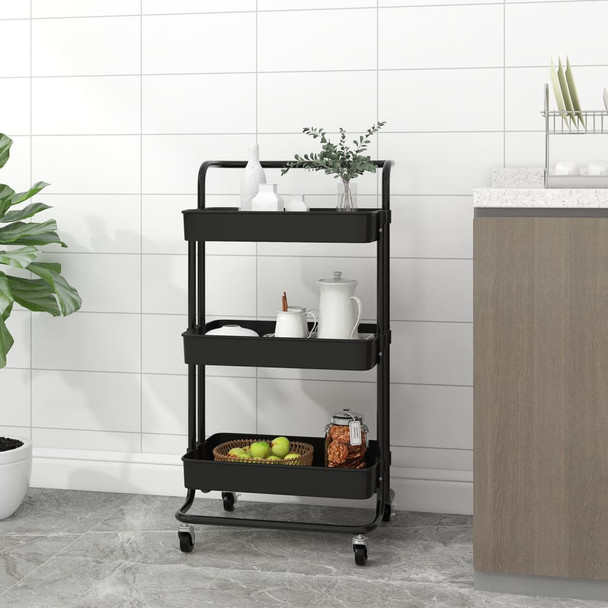 Kuhinjska kolica s 3 razine crna 42x35x85 cm željezo i ABS 336335