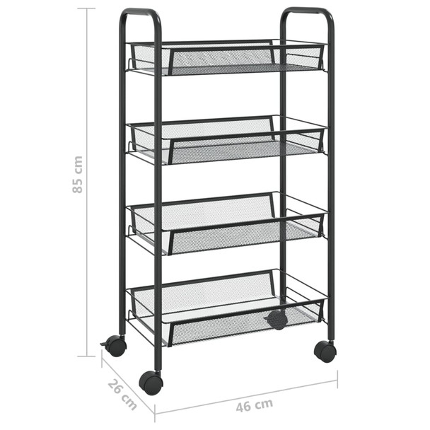 Kuhinjska kolica s 4 razine crna 46 x 26 x 85 cm željezna 336325