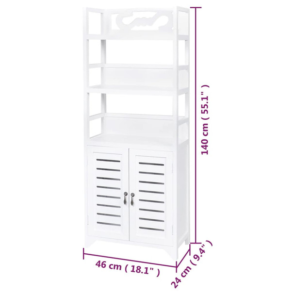 Vitrina bijela 46 x 24 x 140 cm od masivnog drva paulovnija 338505