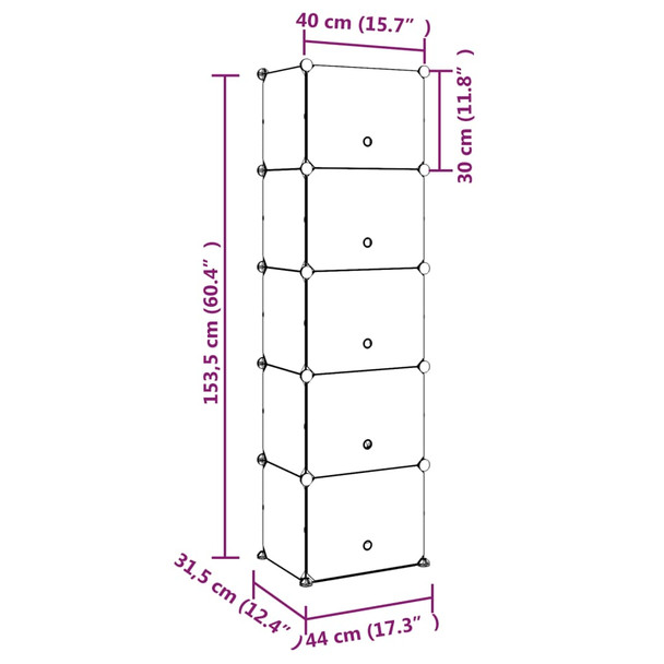 Stalak za cipele prozirni 44 x 31,5 x 153,5 cm od PP-a 340562