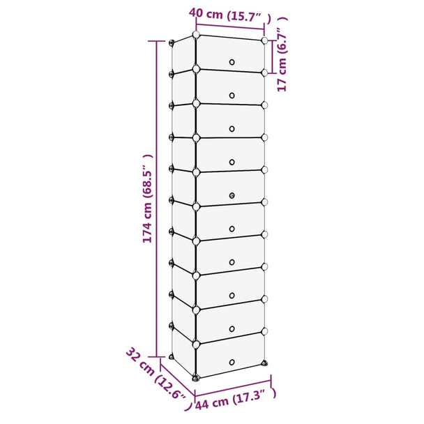 Stalak za cipele crni 44 x 32 x 174 cm PP 340560