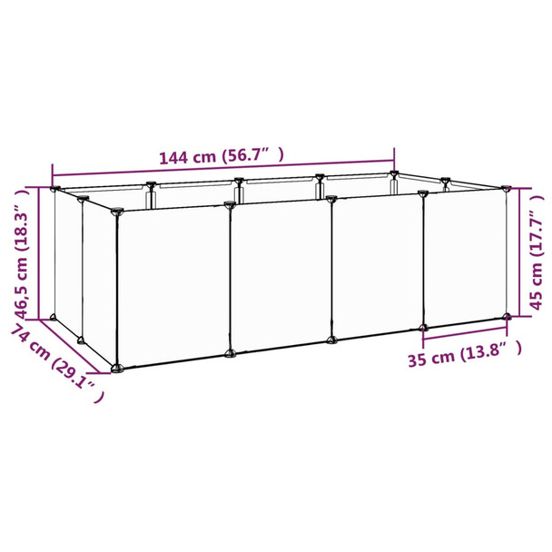 Kavez za male životinje crni 144 x 74 x 46,5 cm PP i čelik 340571