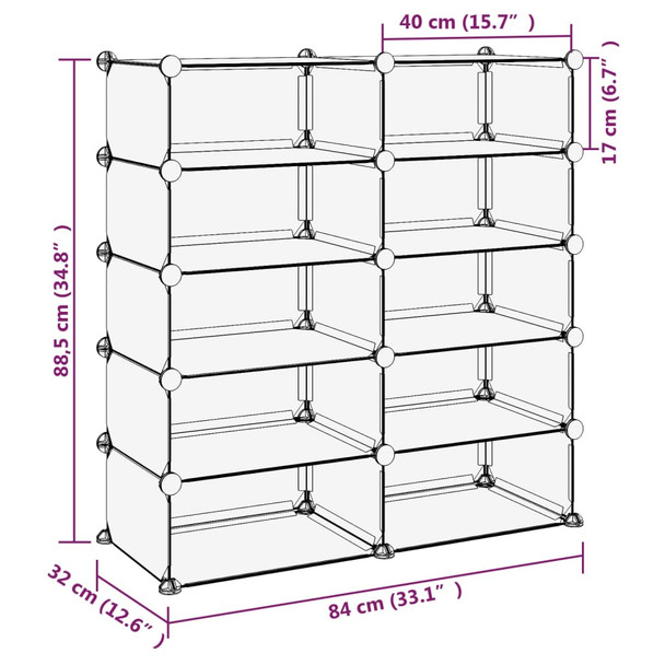 Stalak za cipele prozirni 84 x 32 x 88,5 cm PP 340567