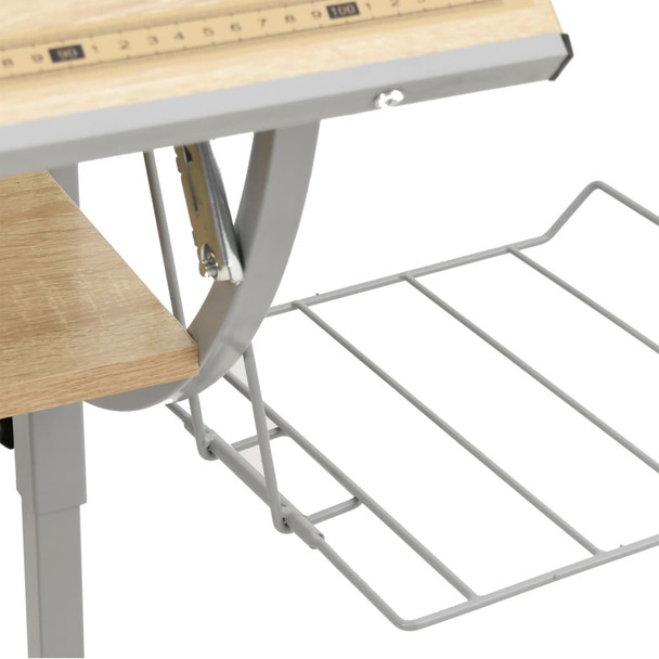 Radni stol boja hrasta i siva 110 x 53 x(58-87) cm drvo i čelik 340930