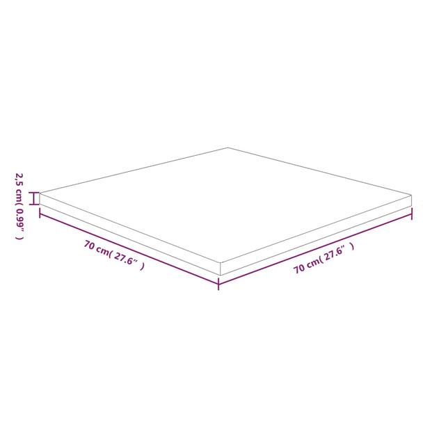 Četvrtasta stolna ploča svjetlosmeđa 70x70x2,5 cm od hrastovine 343031