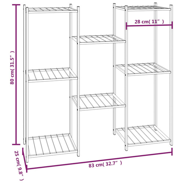 Stalak za cvijeće 83 x 25 x 80 cm crni željezni 343127