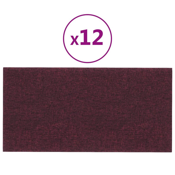 Zidne ploče od tkanine 12 kom ljubičaste 30 x 15 cm 0,54 m² 343766