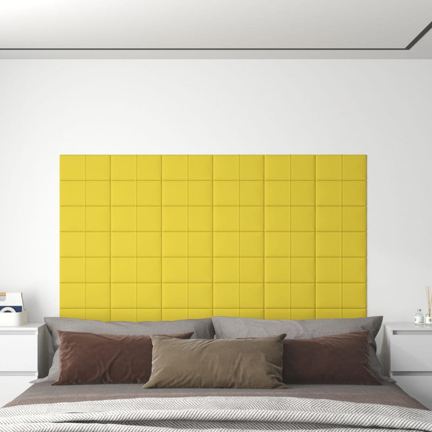 Zidne ploče od tkanine 12 kom svjetložute 30x15 cm 0,54 m² 344018