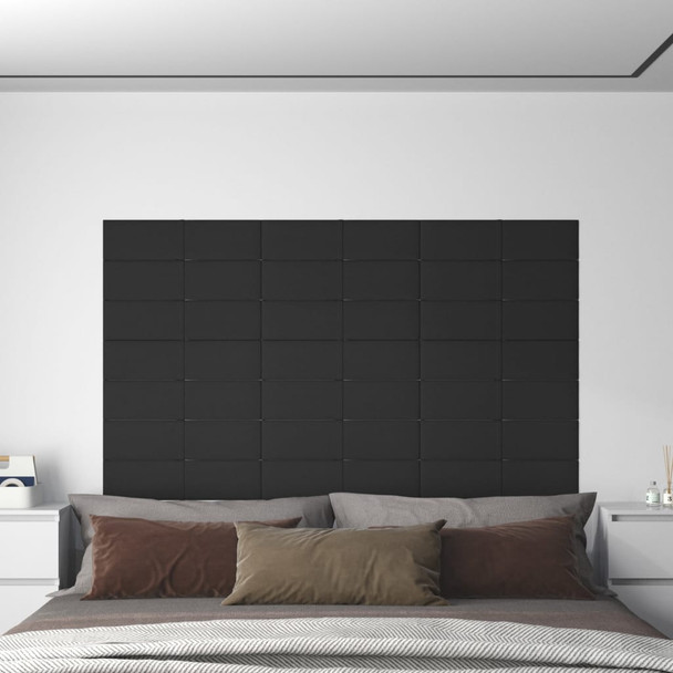 Zidne ploče od tkanine 12 kom crne 60 x 15 cm 1,08 m² 344059