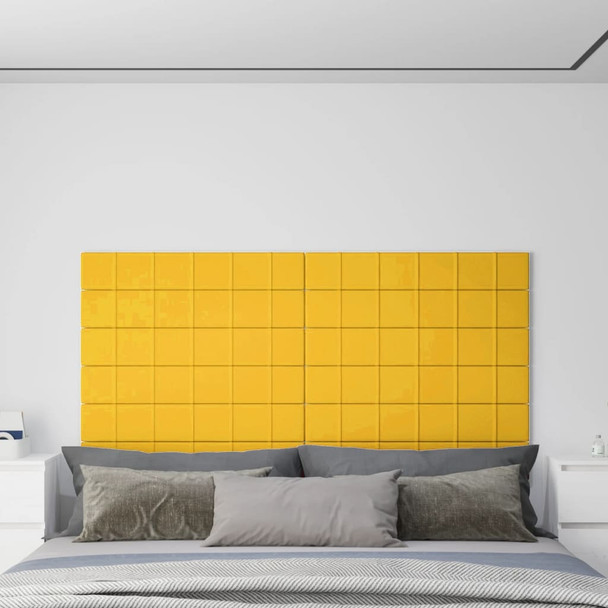 Zidne ploče 12 kom žute 90 x 15 cm baršunaste 1,62 m² 344111