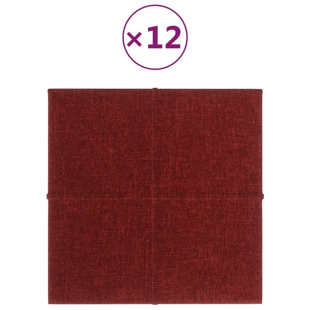 Zidne ploče od tkanine 12 kom boja vina 30 x 30 cm 1,08 m² 344034