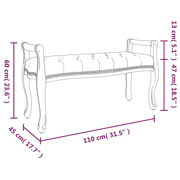 Klupa tamnosiva 110x45x60 cm od tkanine 344437