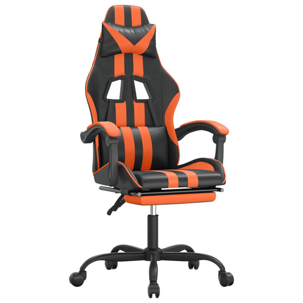Okretna igraća stolica s osloncem crno-narančasta umjetna koža 349537