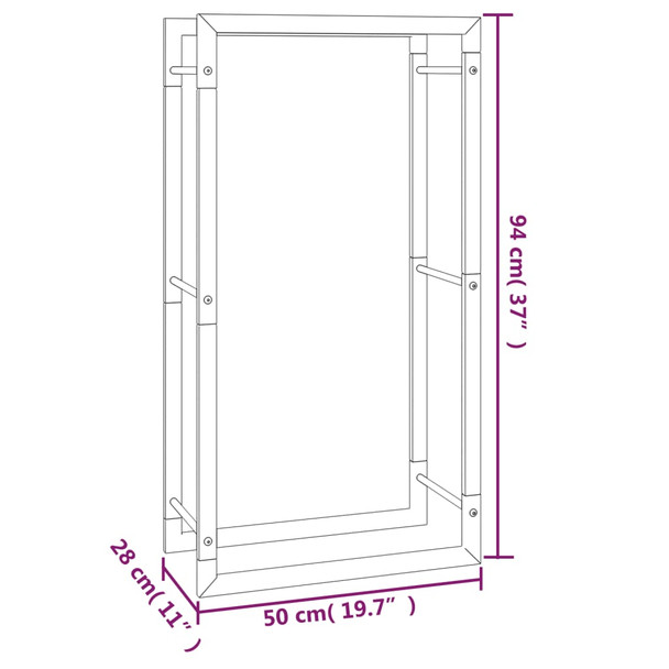 Stalak za drva za ogrjev mat crni 50x28x94 cm čelični 350305