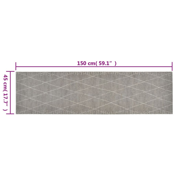 Kuhinjski tepih perivi s uzorkom rombova 45 x 150 cm baršunasti 136564