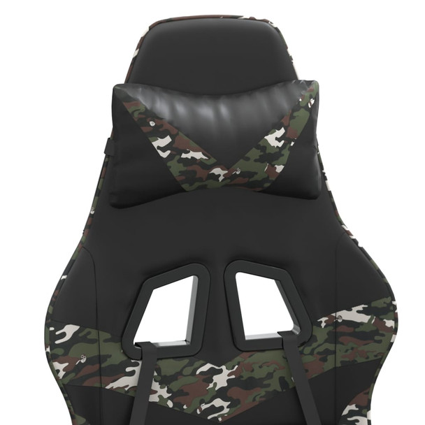 Igraća stolica s osloncem za noge crno-maskirna od umjetne kože 3143865