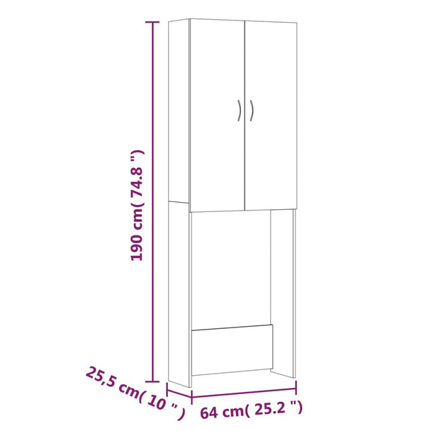 Ormarić za perilicu rublja boja dimljenog hrasta 64x25,5x190 cm 813191