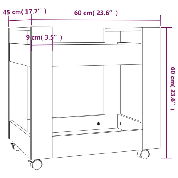 Kolica za radni stol bijela 60x45x60 cm od konstruiranog drva 816600