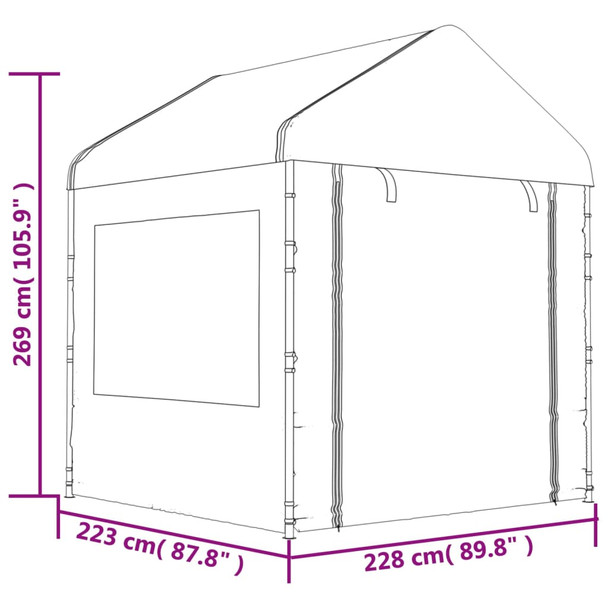 Sjenica s krovom bijela 4,46 x 2,28 x 2,69 m polietilen 3155478