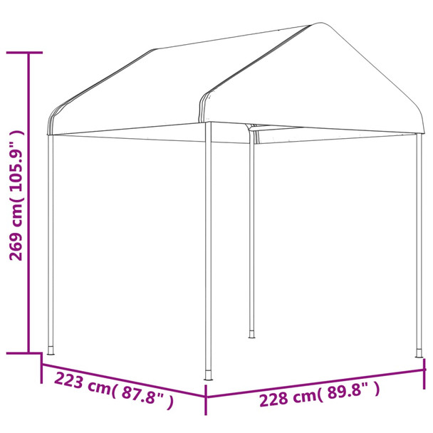 Sjenica s krovom bijela 20,07 x 2,28 x 2,69 m polietilen 3155509