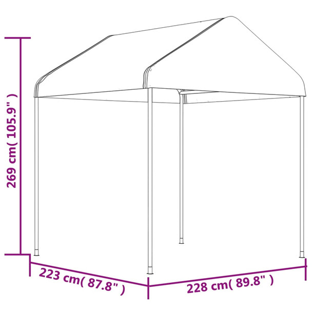 Sjenica s krovom bijela 15,61 x 2,28 x 2,69 m polietilen 3155507