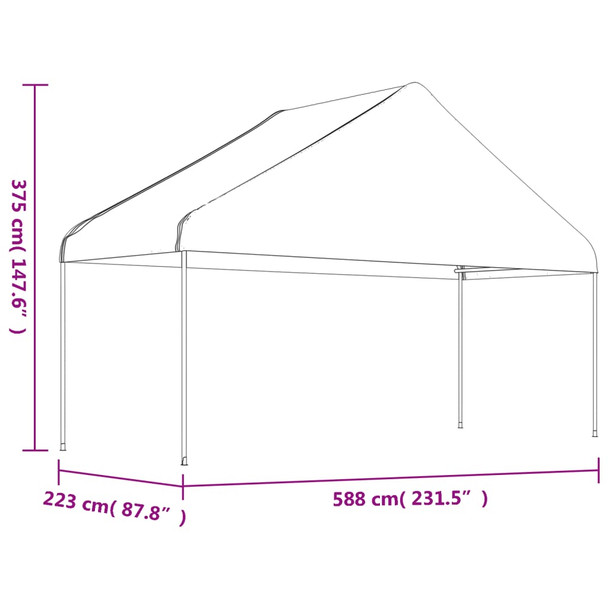 Sjenica s krovom bijela 8,92 x 5,88 x 3,75 m polietilen 3155520