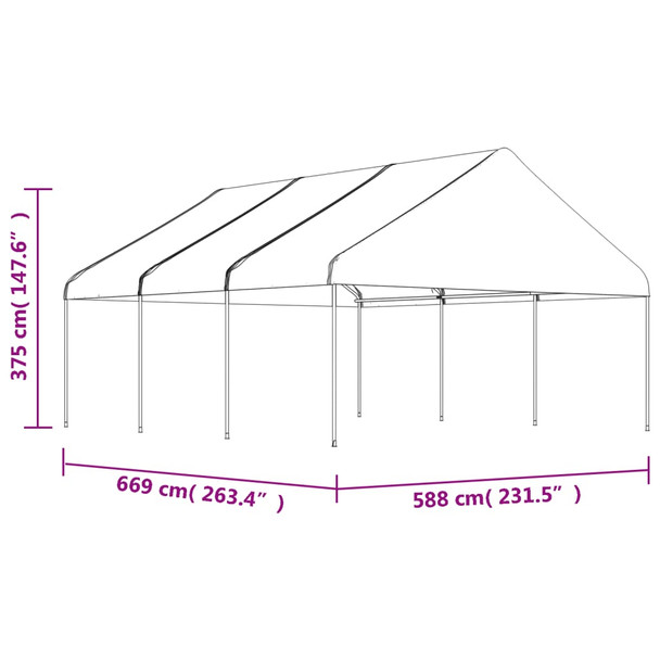 Sjenica s krovom bijela 6,69 x 5,88 x 3,75 m polietilen 3155519