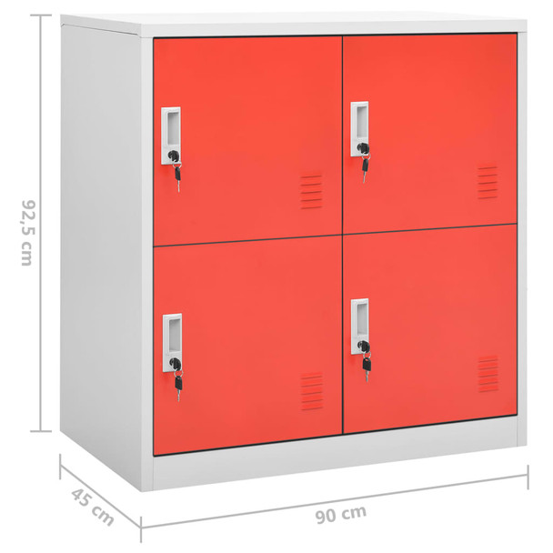 Ormarići s ključem 2 kom svjetlosivi/crveni 90x45x92,5 cm čelik 3095225