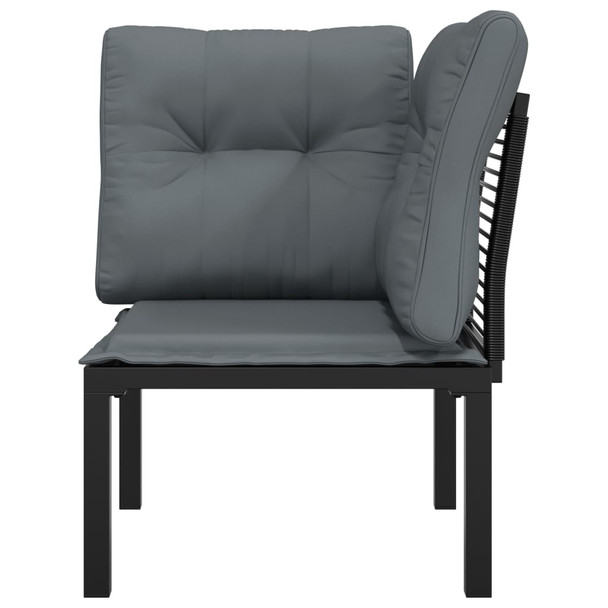 Kutna vrtna stolica s jastucima crno-siva od poliratana 362797