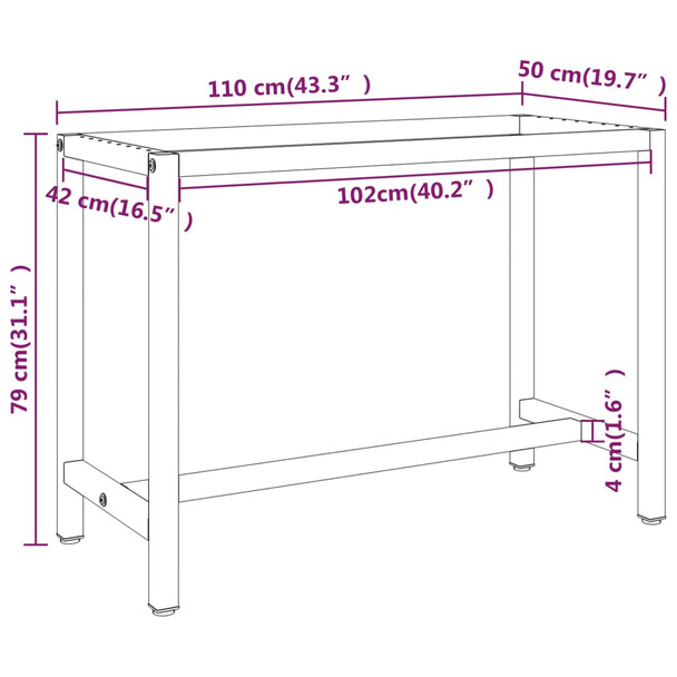 Okvir za radni stol mat crni i mat crveni 110x50x79 cm metalni 151450